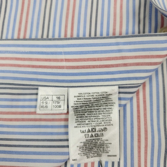 Brooks Brothers Shirt Mens 16-36 Striped Slim Fit Non-Iron All Cotton‎ EUC - Picture 6 of 10